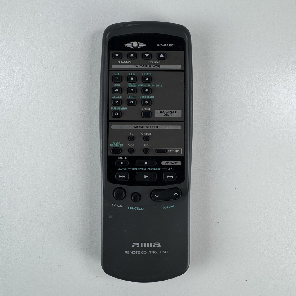 Aiwa RC-8AR01 Remote Control Unit Black Wireless Audio Receiver TV VCR Cable